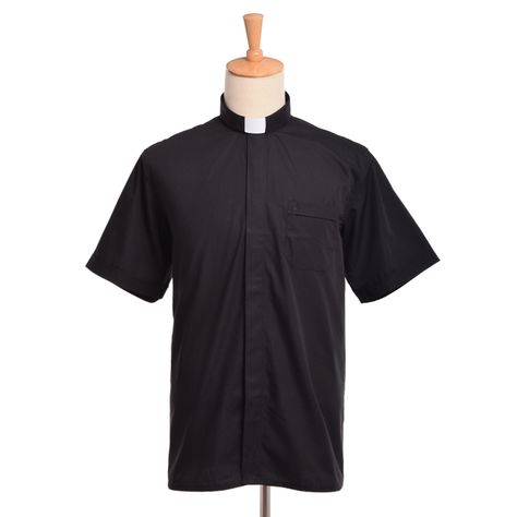 Priest Costume, Collar Shirt Men, Short Sleeve Tops, Shirt Short Sleeve, Collar Shirt, Neck Shirt, Collar Shirts, Costume Accessories, Chef's Jackets