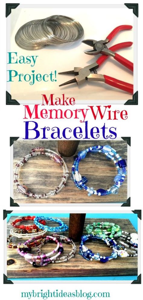 Bracelets Bead, Memory Wire Jewelry, Wire Bracelets, Jewerly Making, Jewelry Organizer Diy, Easy Diy Jewelry, Bracelets Diy, Bright Ideas, Memory Wire Bracelets