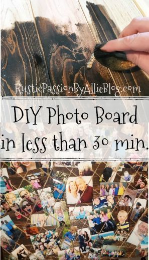 This photo board is the cutest way to display pictures. It is adds the perfect touch of farmhouse and rustic to your home. It only took 30 min to make. You will love this project. #DIYproject #DIYcrafts #DIYphotoboard #DIYpictureframe #DIYphotodisplay #rustichomedecor #DIYrustichomedecor #DIYfarmhousehomedecor Diy Photo Board, Diy Photo Display, Diy Rustic Home, Display Pictures, Photo Board, Diy Picture Frames, Photo Boards, Diy Picture, Modern Farmhouse Decor