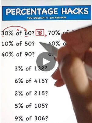 Percentages Math Trick, Math Magic Tricks, Math Solutions, Percentages Math, Math Hacks, Teaching Math Strategies, Math Magic, Civil Service Exam, Maths Solutions