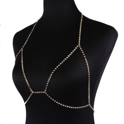 Harness Necklace, Bralette Chain, Jóias Body Chains, Bra Harness, Crystal Bra, Body Necklace Chain, Body Decoration, Body Necklace, Gold Body Chain