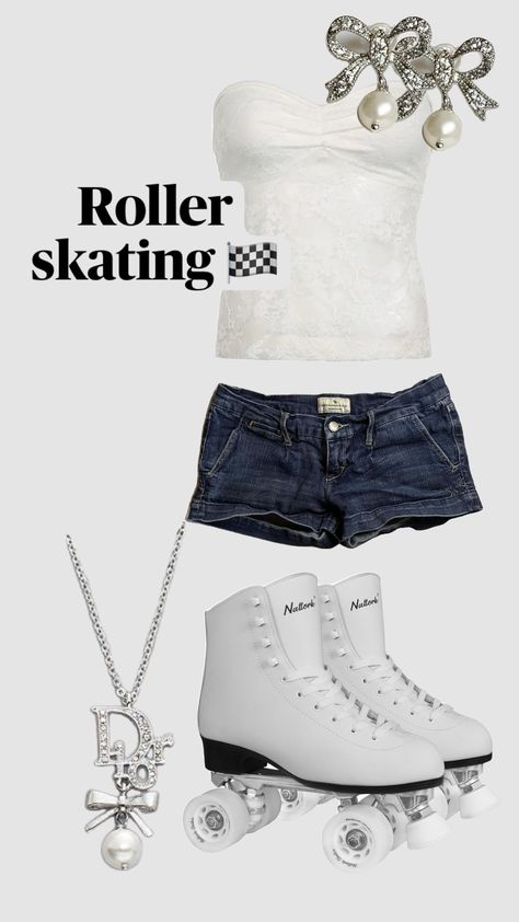 Roller skating 🤍 #summer #coquette #rollerskating #white #outfitinspo  #y2k #outfit Summer Coquette, Roller Skating Outfits, Skating Aesthetic, Skating Outfits, Roller Skates, Roller Skating, Date Outfits, New Girl, Skating