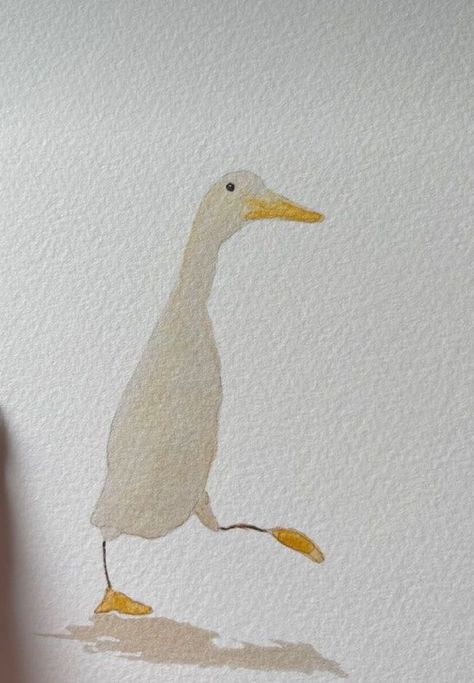 Simple Things To Paint Watercolor, Duck Pottery Painting, Bird Gouache, Watercolour Duck, Watercolor Ducks, Watercolor Art Easy, Watercolor Art Canvas, Watercolor On Canvas, Watercolour Ideas