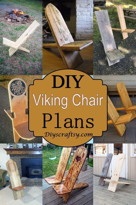 Here are 15 DIY Viking Chair Plans that will help you transform your space. You can make it with ease by following these easy-to-understand plans, even if you’re a total beginner. Viking Chair Plans, Diy Camping Chair, Viking Chair, Viking Decor, Carved Chairs, Handmade Chair, Simple Wood Carving, Wood Carving For Beginners, Woodworking Inspiration