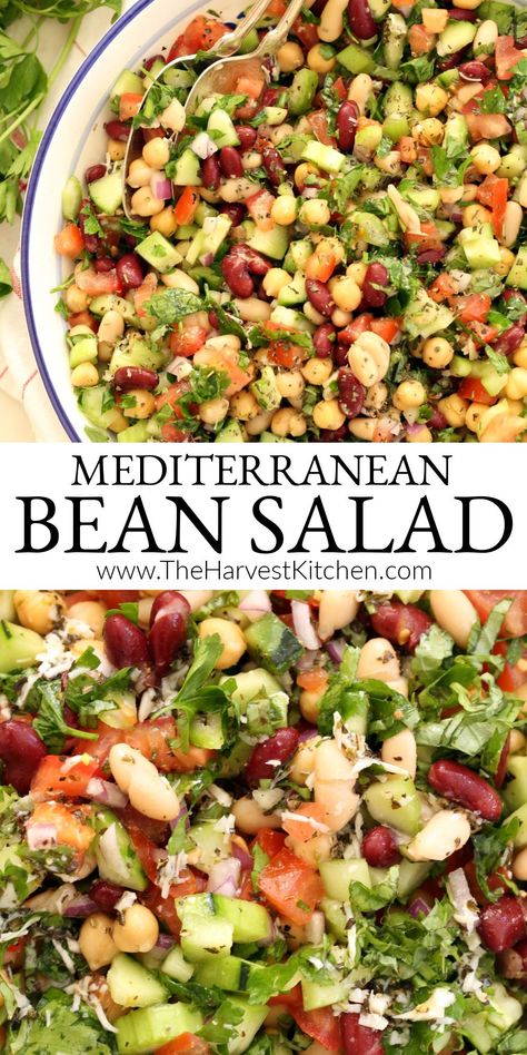 Cold Salad Recipes, Mediterranean Recipes Healthy, Mediterranean Diet Recipes Dinners, Easy Mediterranean Diet Recipes, Bean Salad Recipes, Best Salad Recipes, Lebanese Recipes, Mediterranean Diet Recipes, Bean Salad