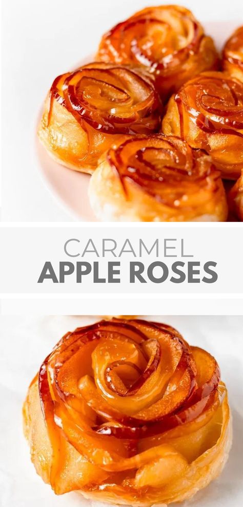 Apple Roses Puff Pastry Recipe Apple Cream Cheese Rose Tarts, Apple Rose Tartlets, Mini Apple Roses Puff Pastry, Apple Blossom Puff Pastry, Apple Roses Dessert, Cinnamon Roll Apple Roses, Caramel Apple Rose Tart, Apple Flowers Dessert, Apple Rose Tart Recipe