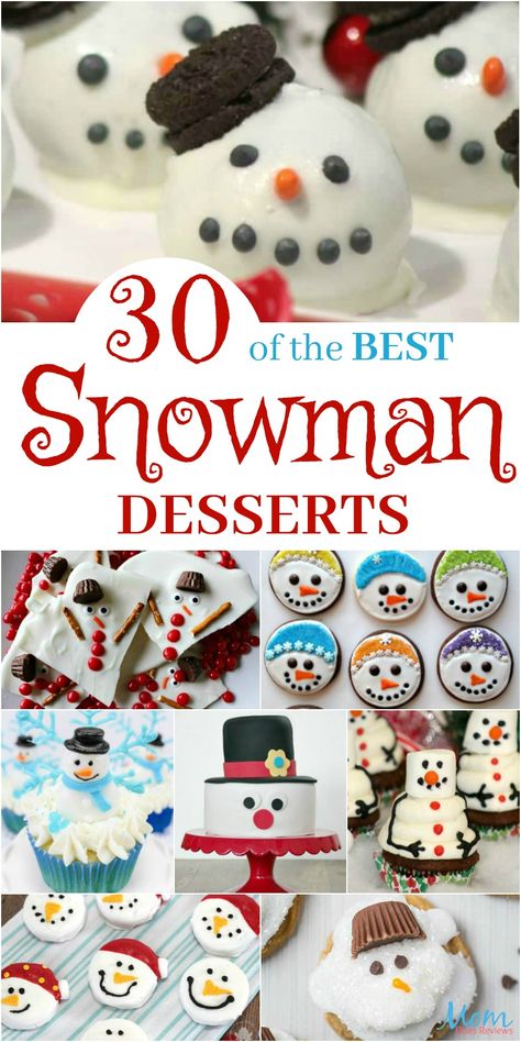 30 of the BEST Snowman Desserts Guaranteed to Bring a Smile #desserts #snowmen #christmas Melted Snowman Bark, Snowman Desserts, Christmas Cookie Swap Party, Snowman Chocolate, Hometown Christmas, Melted Snowman Cookies, Cookie Swap Party, Snowman Treats, Christmas Cookie Swap