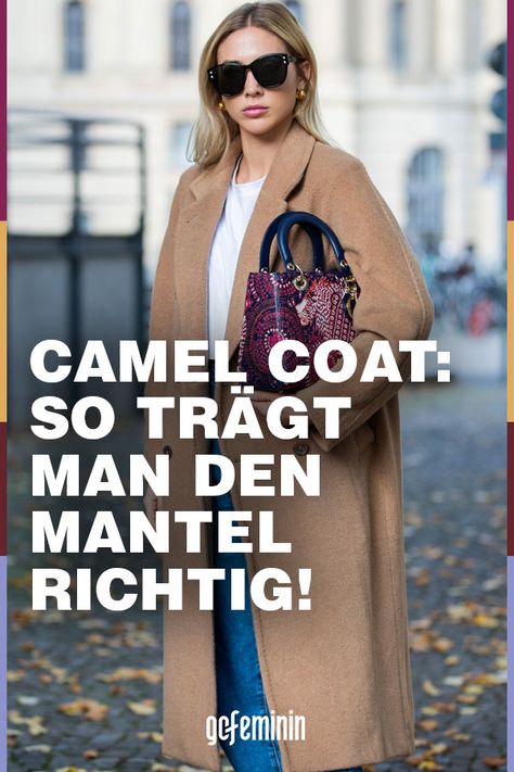 Camel Coat: Wie man den Mantel kombiniert plus die schönsten Modelle Mantel Beige Outfit, Mid Size Camel Coat, Chic Wool Outerwear In Camel Color, Formal Camel Wool Outerwear, Camel Coat Outfit Winter Style, Chic Camel Wool Outerwear, Long-sleeve Camel Outerwear For Winter, Camel Outfit, Winter Mantels