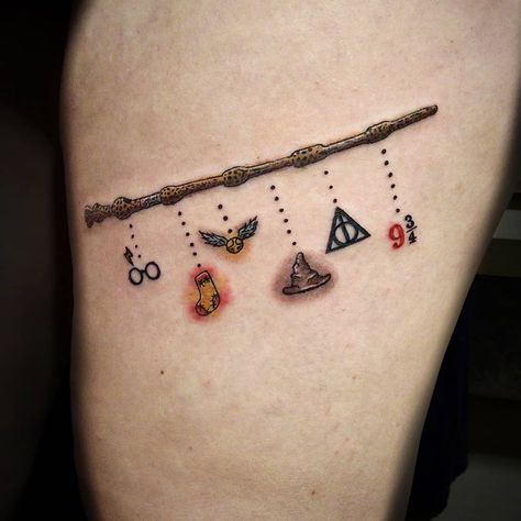 Harry Potter Tattoo Unique, Tiny Harry Potter Tattoos, Small Traditional Tattoo, Fandom Tattoos, Harry Tattoos, Potter Tattoo, Harry Potter Tattoo, Harry Potter Tattoos, Harry Potter Images