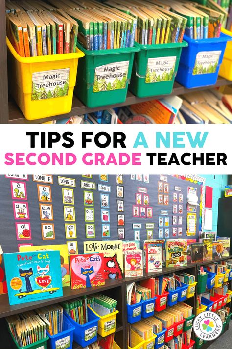 First Year Teacher Elementary, Classroom Library Second Grade, 2nd Grade Class Schedule, Beginner Teacher Classroom, Teaching Second Grade Reading, Grade 2 Centers, 2nd Grade Teaching Ideas, Grade 2 Classroom Setup Ideas, 2nd Grade Daily Schedule