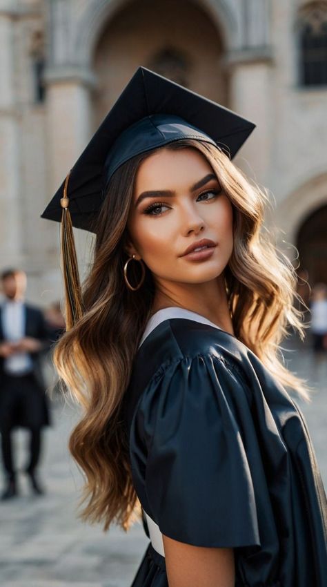 Graduation Hairstyles with Grad Cap Explore a variety of hairstyle ideas with us. #hairstyling #hairstyling #hairextensionsupplier #graduation #graduationphotos #gradphotos #ugeathair #ugeat #ugeathairextensions #hairextensions#butter Grad Hairstyles With Cap, Graduation Hairstyles Medium, Graduation Cap Hairstyles, Celebrity Hair Extensions, Grad Hairstyles, Green Eyes Blonde Hair, Graduation Hairstyles With Cap, Grad Hair, Cap Hairstyles