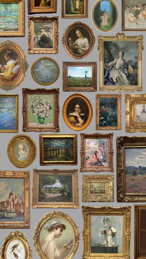 #gallerywall #art #vintage #wallpaper History Wallpaper, Rococo Art, Eclectic Gallery Wall, Classic Wallpaper, Wallpaper Vintage, Vintage Poster Art, Art Collage Wall, Classical Art, Wallpapers Vintage