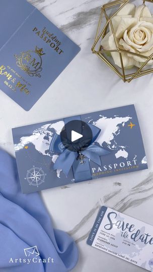 90K views · 2.5K reactions | 50pcs Dusty Blue Passport Invitation | By ArtsyCraftFacebook Dusty Blue Invitations Wedding, Blue Passport Background Plain, Passport Background Blue, Dusty Blue Wedding Invitations, Passport Wedding Card, Passport Wedding Invitations Template, Wedding Card Passport Design, Passport Invitations, Passport Wedding Invitations