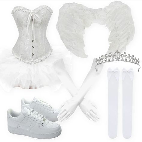 White Corset Aesthetic, White Angel Costume Halloween, White Swan Outfit, White Swan Costume, White Halloween Costume, Swan Costume, Halloween Costumes Women Creative, White Halloween Costumes, Halloween Fits