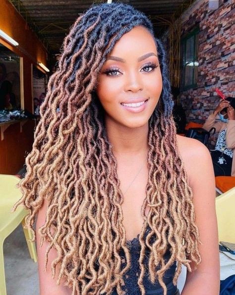 Dreadlock Hairstyles For Women, Ombre Locs, Hair Ideas For Women, Latest Braided Hairstyles, Braided Dreadlocks, Faux Locs Hairstyles, African Hair Braiding Styles, Braids Hairstyles Pictures, Cute Box Braids Hairstyles