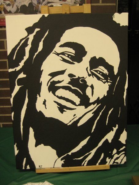 Bob Marley <3 Arte Bob Marley, Bob Marley Painting, Shadow Painting, Bob Marley Art, African Paintings, Pola Kristik, Canvas Painting Designs, Stencil Art, Silhouette Art