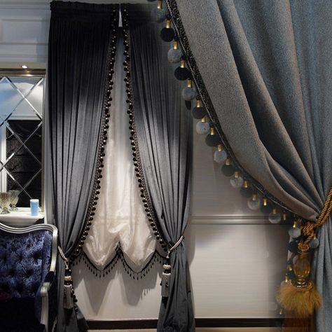 PRICES MAY VARY. Unique Design : Soft velvet curtain fabric with luxury pompoms Package include : 2 panels .1 Right + 1 left +2 Matching luxury Tie Backs Rod-pocket top :Constructed with 2.3" rod pocket, 1.1" header hem, slips effortlessly across your standard or decorative curtain rod for quick, tool-free installation Function: Fabric weight about 900g each meter , it can blocks out 80% of light and 90% of UV ray. Keep your home cooler in the summer and warmer in the winter Care Instruction:Mac Octagonal Window, Oriel Window, Luxury Curtains Living Room, Flat Window, Window Corner, Burgundy Curtains, French Window, Curtain For Living Room, Decorative Curtain Rods