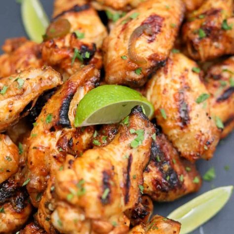 Grilled Tequila Lime Chicken Wings - Man Meets Oven Tequila Lime Wings, Tequila Lime Chicken Wings, Lime Wings, Lime Chicken Wings, Tequila Chicken, Tequila Lime Chicken, Grilled Wings, Grill Chicken, Ancho Chili Powder