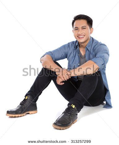 Portrait of a young asian man sitting on the floor, smile to the camera Man Sitting On Floor, Pose Stock, Sitting Pose Reference, Sitting On Floor, Camera Drawing, Sitting Pose, Male Pose Reference, Asian Man, Sitting Poses