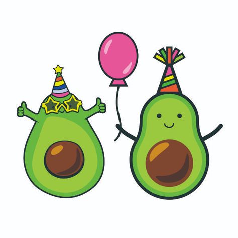 Avocado Birthday Party, Avocado Birthday, Avocado Party, Easy Dragon Drawings, Cuttable Designs, Avocado Cartoon, Birthday Illustration, Cute Avocado, Cute Patches