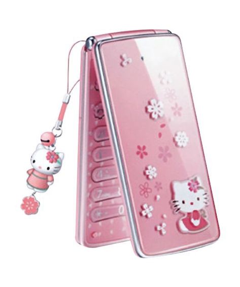 2000s Phone, Flip Phone Aesthetic, Teknologi Gadget, Phone Template, Charmmy Kitty, Hello Kitty Aesthetic, Retro Gadgets, Retro Phone, Pink Hello Kitty