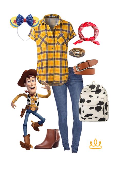 This Disneybounding outfit will make you want to reach for the stars! Woody is one of our favorite Disney characters, so it makes sense that this Woody Disneybound is one of our favorite Disneybounding collages ever! Plus, who doesn't love a good Toy Story Disneybound? For more, check out the Theme Park Style website! Disneybound Outfits Toy Story, Toy Story Disneyland Outfit, Toy Story Themed Outfits, Jesse Disneybound, Disney Bounding Toy Story, Toy Story Bounding, Toy Story Outfits Women, Disney Bound Toy Story, Toy Story Inspired Outfits