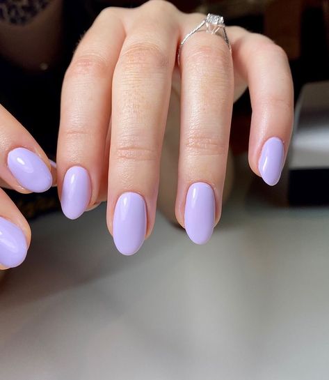 Simple Pastel Purple Nails, Oval Nails Lavender, Pastel Purple Acrylic Nails Lavender, Gel Nails Purple Pastel, Matte Pastel Purple Nails, Light Purple Simple Nails, Lavender Round Acrylic Nails, Round Lilac Nails, Round Acrylic Nails Purple