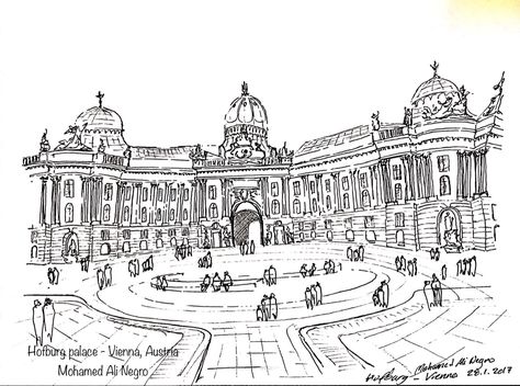 #ink #architecture #vienna #hofburgpalace Vienna Sketch, Ink Architecture, Hofburg Palace, Skyline Drawing, Mohamed Ali, Travel Journal Scrapbook, Abstract Coloring Pages, Line Sketch, Journal Scrapbook