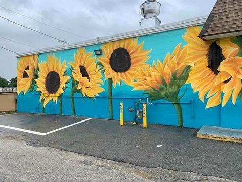 Sunflower Murals, Backyard Mural, Dream Community, Building Mural, Garage Mural, Outdoor Murals, Exterior Murals, Garden Mural, School Murals