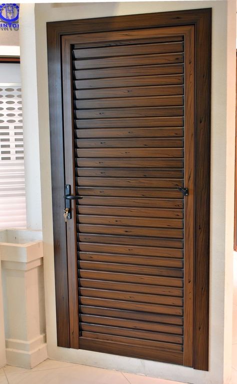 Replace paneled door with louvered door. Louver Door, Louvered Interior Doors, Door Decorating Ideas, External Wooden Doors, Louvered Doors, Internal Glass Doors, Wooden Main Door, Wooden Main Door Design, Doors Interior Modern