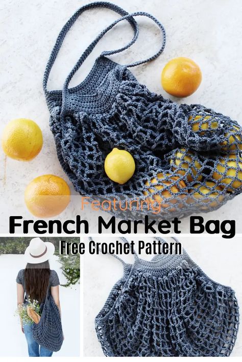 Easy And Fabulous Crochet French Market Bag Free Pattern Market Bag Free Pattern, Crochet Grocery Bag, Bag Free Pattern, French Market Bag, Tote Crochet, Crochet Tote Pattern, Crochet Market, Free Crochet Bag, Crochet Mignon