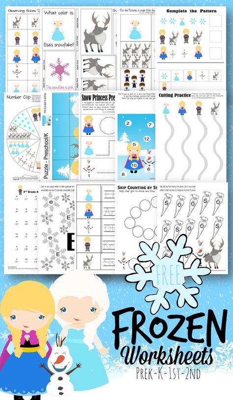 FREE Frozen Worksheets!! These frozen printables are perfect for helping preschool, kindergarten,, first grade, and 2nd graders practice math, alphabet, literacy, and so much more while having FUN!! #frozen #preschool #kindergarten Elsa Preschool Activities, Frozen Worksheets Printables, Frozen Activity Sheets, Frozen Activities For Kids Preschool, Frozen Preschool Activities, Frozen Activities For Kids, Disney Preschool Activities, Frozen Worksheets, Disney Worksheets