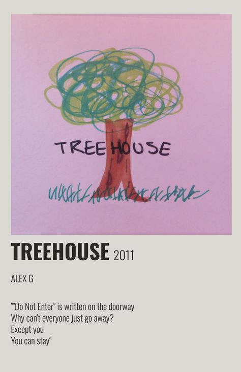 Alex G Poster, Song Cover, Alex G, Minimalist Poster, Tree House, Just Go, Writing, Songs, Bedroom