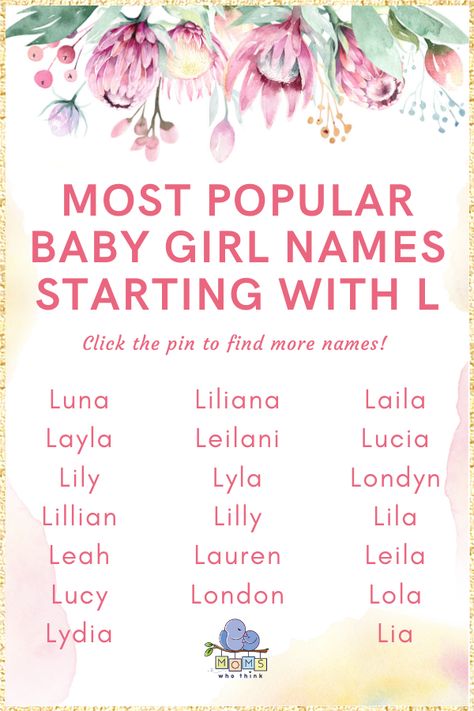 The most detailed list of popular & beautiful baby girl names starting with L. Discover hundreds of creative names for girls and girl middle names starting with the letter L along with the meanings and origin of each name! | baby l names ideas, baby girl l names #names #girlnames #babygirlnames #babynames #babygirl V Names Girl, V Girl Names, L Names For Girls, Journalling Tips, V Names, L Girl Names, J Baby Girl Names, L Baby Girl Names, V Name