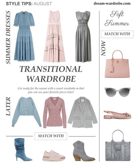 Summer Shopping Guide for the Summer Color Types – Dream Wardrobe Soft Summer Wardrobe Capsule, True Summer Celebrities, Light Summer Wardrobe, Soft Summer Color Palette Outfits, Light Summer Makeup, True Summer Color Palette, Warmer Outfits, 12 Season Color Analysis, Summer Celebrities