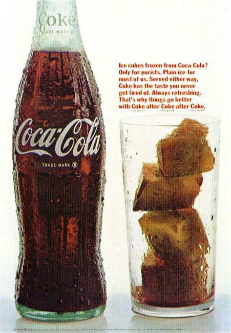 Coca-Cola Ice Cubes!! Coke Ads Vintage, Coca Cola Aesthetic, Coke Poster, Coke Ad, Vintage Soda Bottles, Coca Cola Ad, Automobile Advertising, Vintage Coke, Certificate Design Template