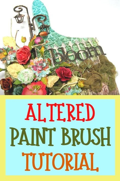 How to make an altered paint brush project - easy to follow step by step video tutorial #einatkessler #alteredart #mixedmedia #crafts #tutorial Altered Paint Brushes, Recycled Diy, Mixed Media Diy, Craft Projects For Adults, Paper Craft Techniques, Mixed Media Art Tutorials, Art Projects For Adults, How To Recycle, Paint Brush Art