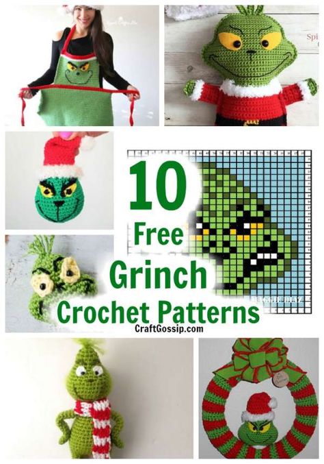 10 Free Christmas Grinch Crochet Patterns – Crochet Grinch Crochet, Le Grinch, Christmas Crochet Patterns Free, Crochet Patterns Ideas, Grinch Ornaments, Crochet Christmas Gifts, Crochet Xmas, He Is Alive, Christmas Grinch