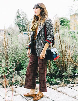 Mixed Prints Outfit, Mfw Street Style, Daylight Saving Time, Horsebit Loafers, Daylight Saving, Diane Keaton, Outfit Collage, Daylight Savings, Collage Vintage