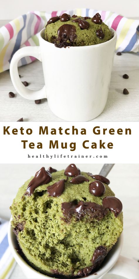 Keto Matcha Green Tea Mug Cake-Healthy life Trainer Macha Recipes Healthy, Matcha Mug Cake Microwave, Keto Matcha Recipes, Matcha Keto Recipes, Macha Recipes, Healthy Matcha Recipe, Matcha Mug Cake, Matcha Recipe Baking, Matcha Sweets