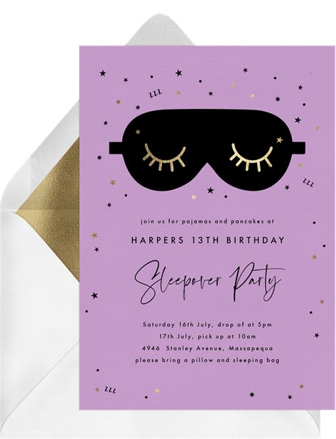 Stay Up All Night With These Fun Slumber Party Ideas Fun Slumber Party Ideas, Slumber Party Activities, Slumber Party Ideas, Movie Night Invitations, Slumber Party Invitations, Sleepover Invitations, Slumber Party Birthday, Stay Up All Night, Party Sleepover