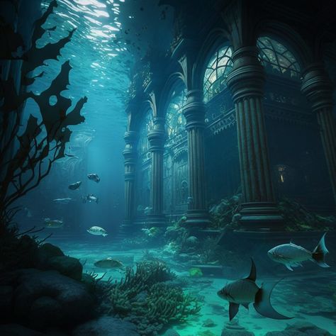 Sunken Ruins, Pure White Marble, City Of Atlantis, Fantasy Locations, Lost City Of Atlantis, Sunken City, Underwater City, Terra Nova, Squid Game