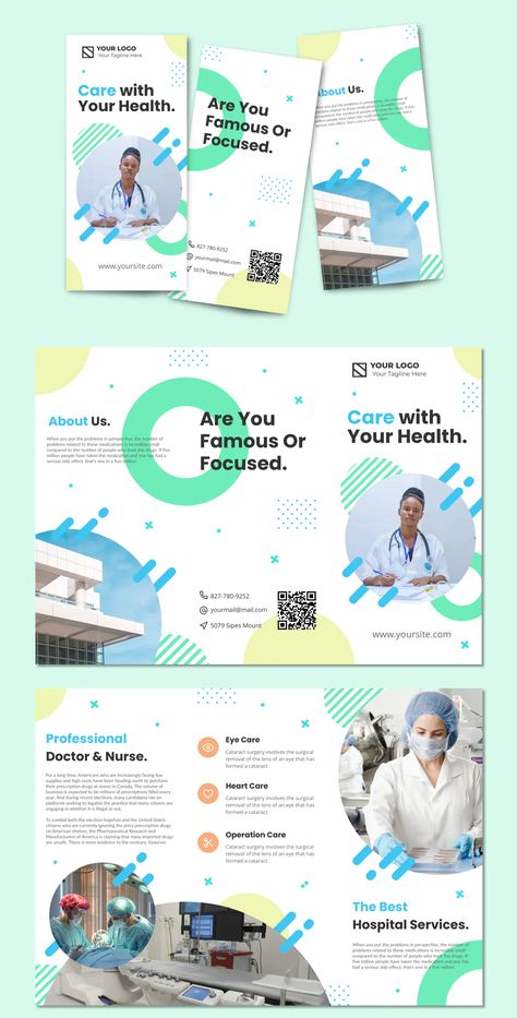 Graphic Design Medical, Hospital Brochure Design, School Brochure Design Creative, Medical Brochure Design Layout, Brochure Design Creative Graphics, Medical Design Graphics, Medical Graphic Design, Medical Brochure Design, School Brochure Design