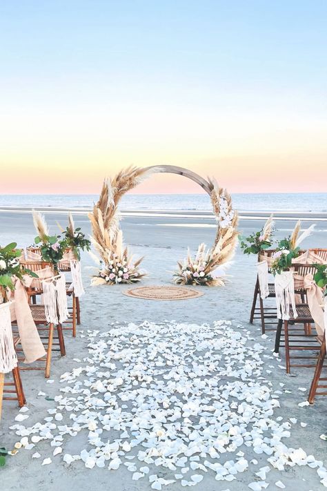 Sunset Beach Wedding, Boho Wedding Arch, Beach Wedding Aisles, Beach Wedding Arch, Sunset Beach Weddings, Oceanfront Wedding, Two Love Birds, Dream Beach Wedding, Beach Wedding Colors