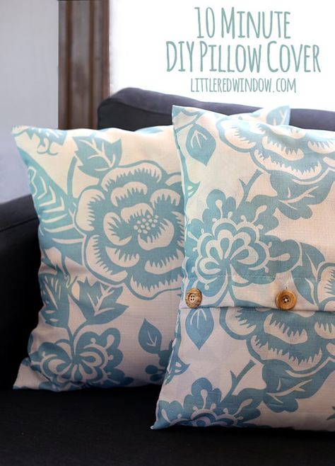 10 Minute DIY Pillow Cover with buttons! You won't believe what it's made from! | littleredwindow.com Diy Scatter Cushions Sewing, Diy Scatter Cushions Ideas, Cushion Covers Ideas Diy How To Make, Diy Pillows Decorative, Diy Pillow, Diy Baby Headbands, Diy Pillow Covers, Pillow Ideas, Headband Pattern