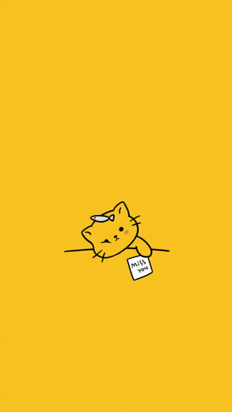 Yellow Aesthetic Cartoon, Yellow Cartoon Wallpaper, Yellow Cat Aesthetic, Yellow Cat Wallpaper, Yellow Background Aesthetic, Fb Feature, Yellow Grey Wallpaper, Haha Photos, Cute Statuses