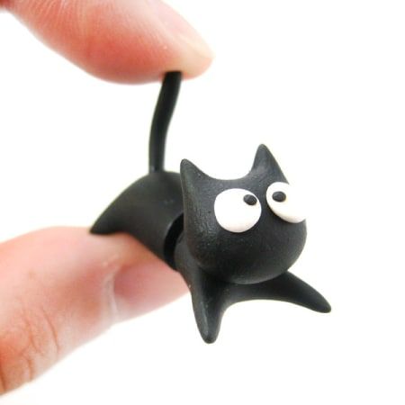 Cute, smart, fancy DIY ideas and projeccts to have some fun Fimo Halloween, Polymer Clay Kunst, Polymer Clay Cat, ดินปั้น Polymer Clay, Black Kitty, Polymer Clay Animals, Polymer Crafts, Cute Polymer Clay, Cat Animal