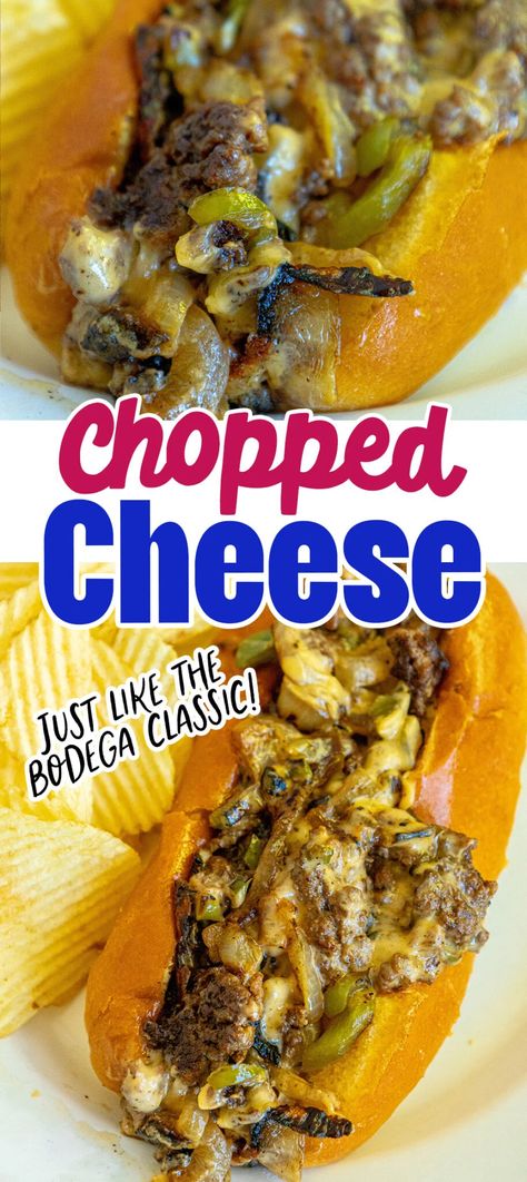 Chopped Cheese Sandwich - Sweet Cs Designs Ground Beef Peppers, Chopped Cheese Sandwich, Sweet Potato Chips Baked, Chopped Cheese, Meat Sandwich, Sub Sandwiches, Beef Sandwich, Burgers Sandwiches, American Cheese