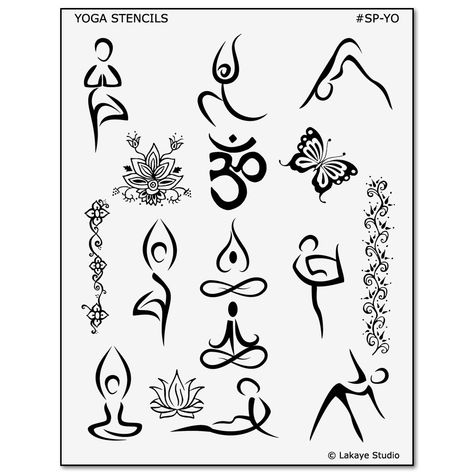 Yoga Symbol and Pose Tattoo Designs Pose Tattoo, Small Symbols, Yoga Symbol, Yoga Kunst, Yoga Drawing, Yoga Tattoos, Arte Yoga, Yoga Symbols, Henna Body Art