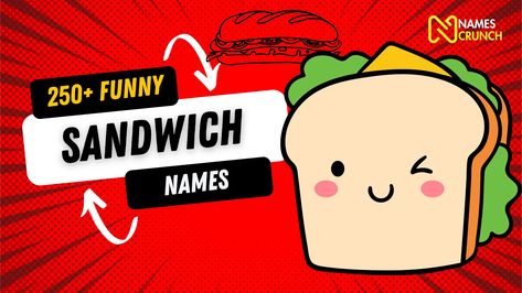 "A tantalizing assortment of humorous sandwich names under the theme 'Smiles Between Slices', ideal for food enthusiasts and those craving a chuckle." Funny Sandwich, Sandwich Names, Ham Sandwiches, Name Games, Funny Names, Belly Laughs, Puns, Light Up, Sandwiches